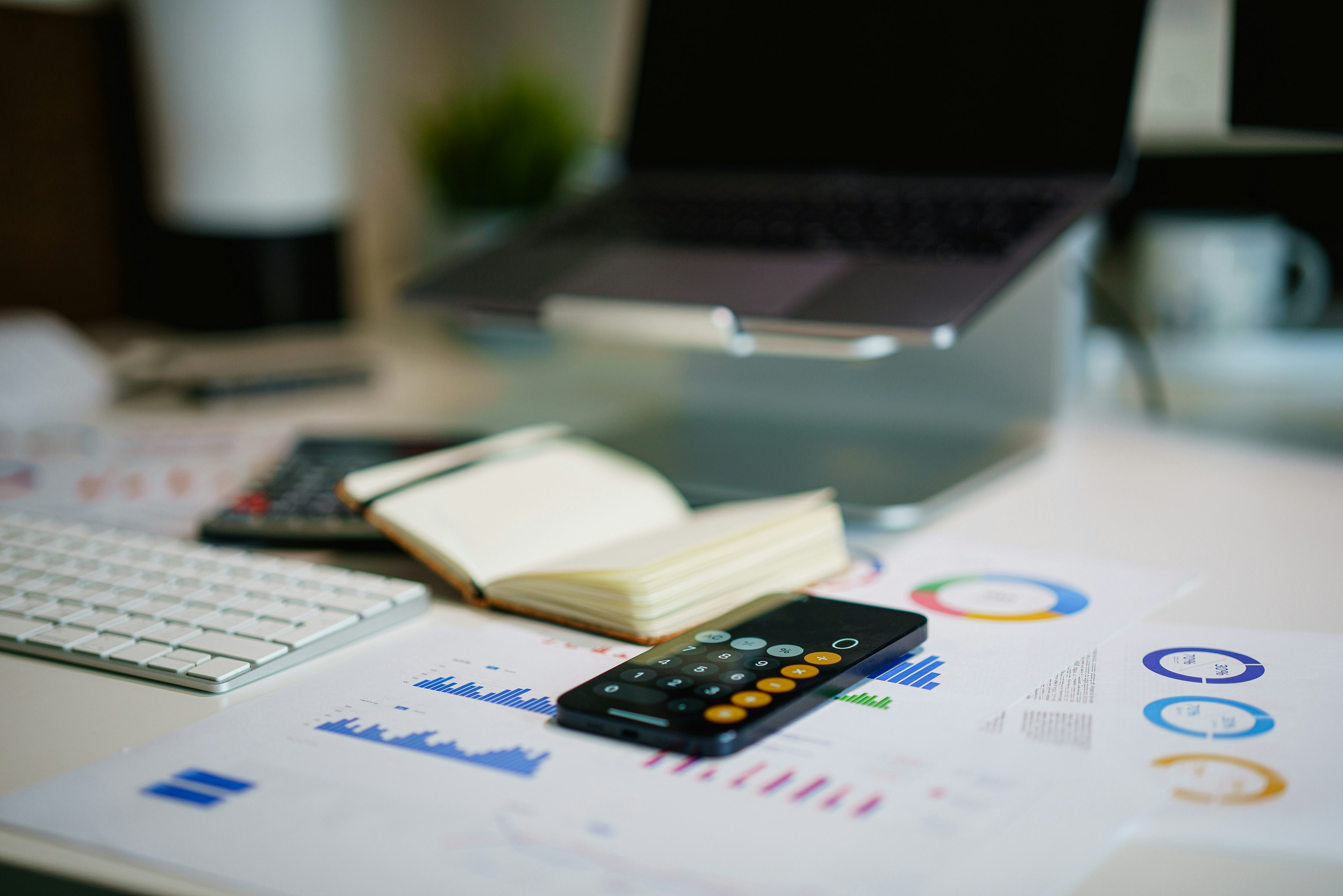 Financial analysis with calculator and charts